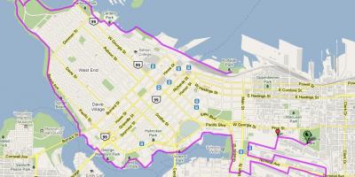 Ciutat de vancouver bicicleta mapa