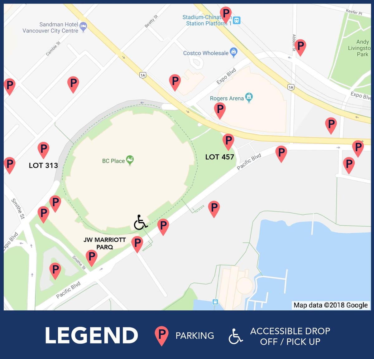 Mapa de la bc lloc aparcament