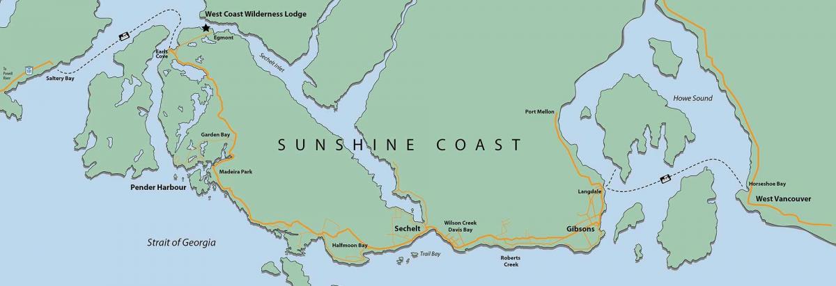 la costa oest de vancouver illa mapa