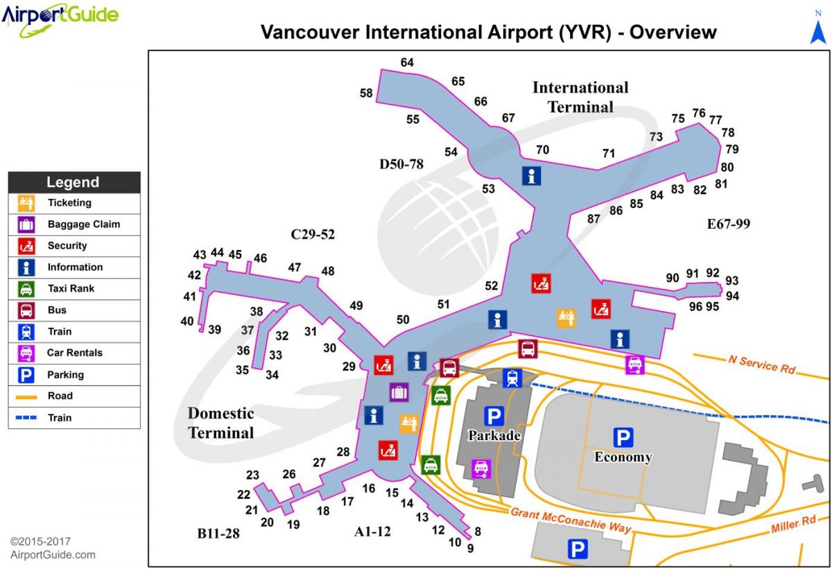 l'aeroport de vancouver sortides mapa
