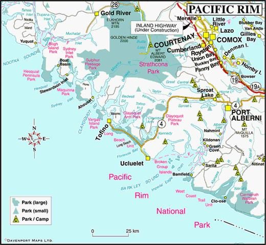 Mapa de la costa oest de canadà