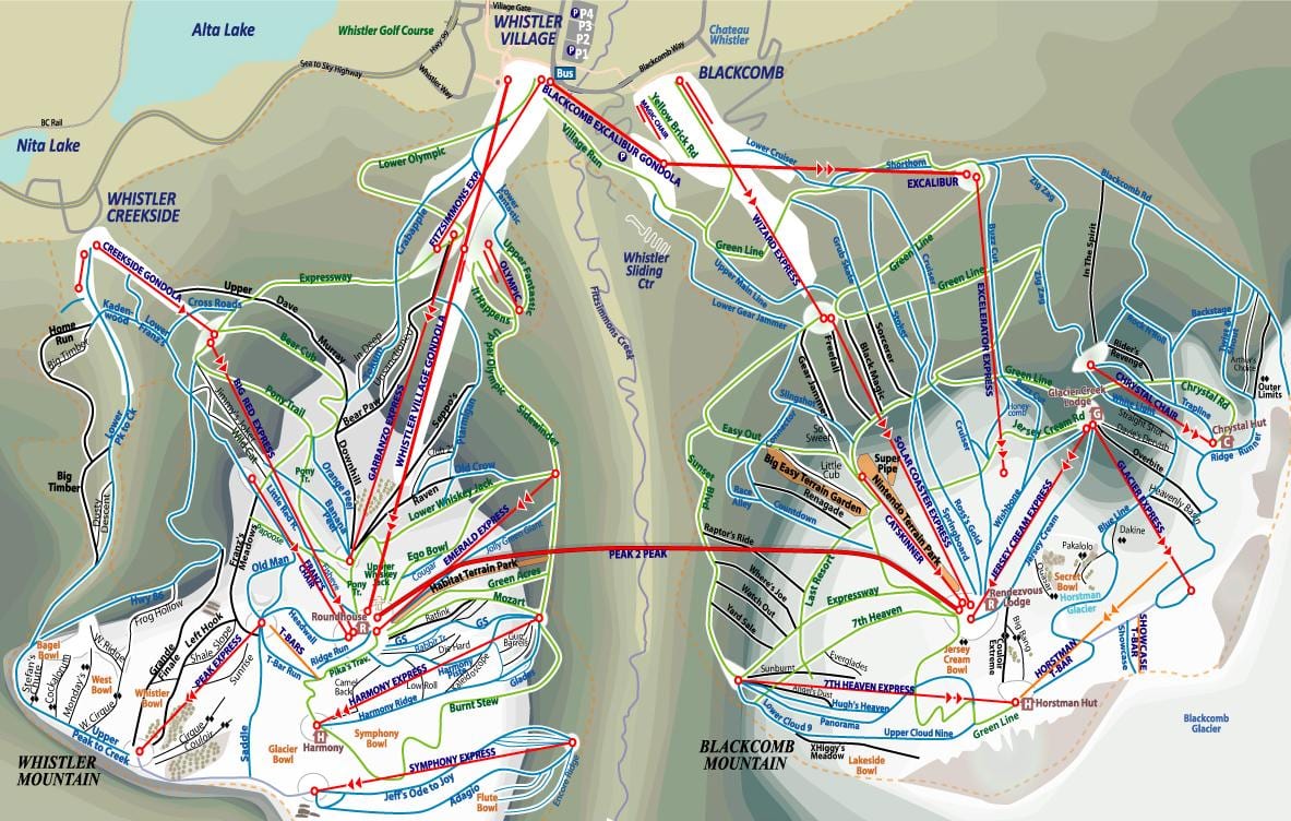 Mapa de vancouver i whistler canadà