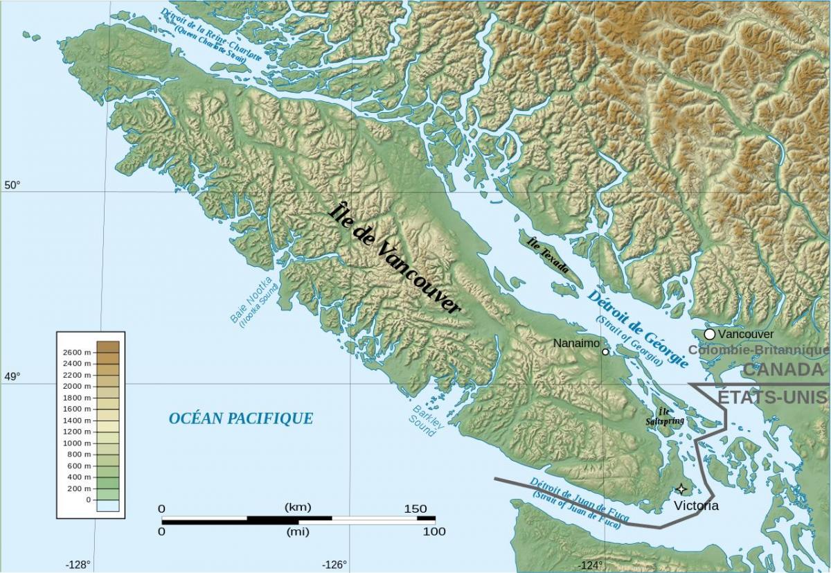 Mapa topogràfic de vancouver island