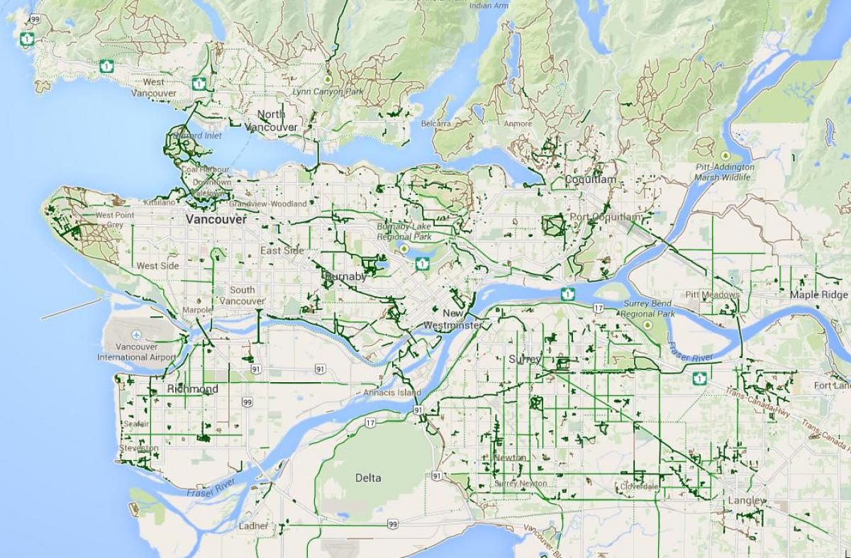 Mapa del metro de vancouver ciclisme