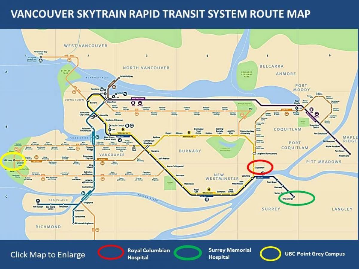 Mapa de tramvia maple ridge a vancouver