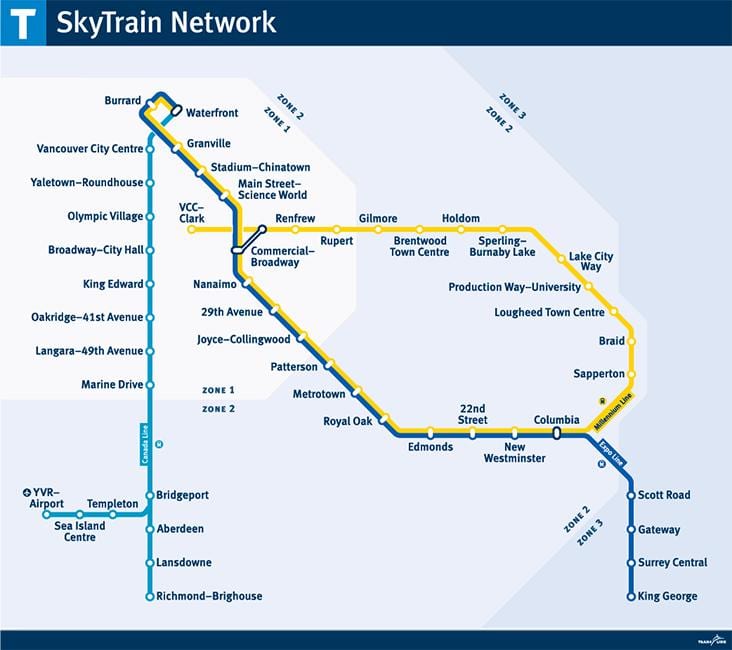 Mapa de vancouver, bc estació de tren