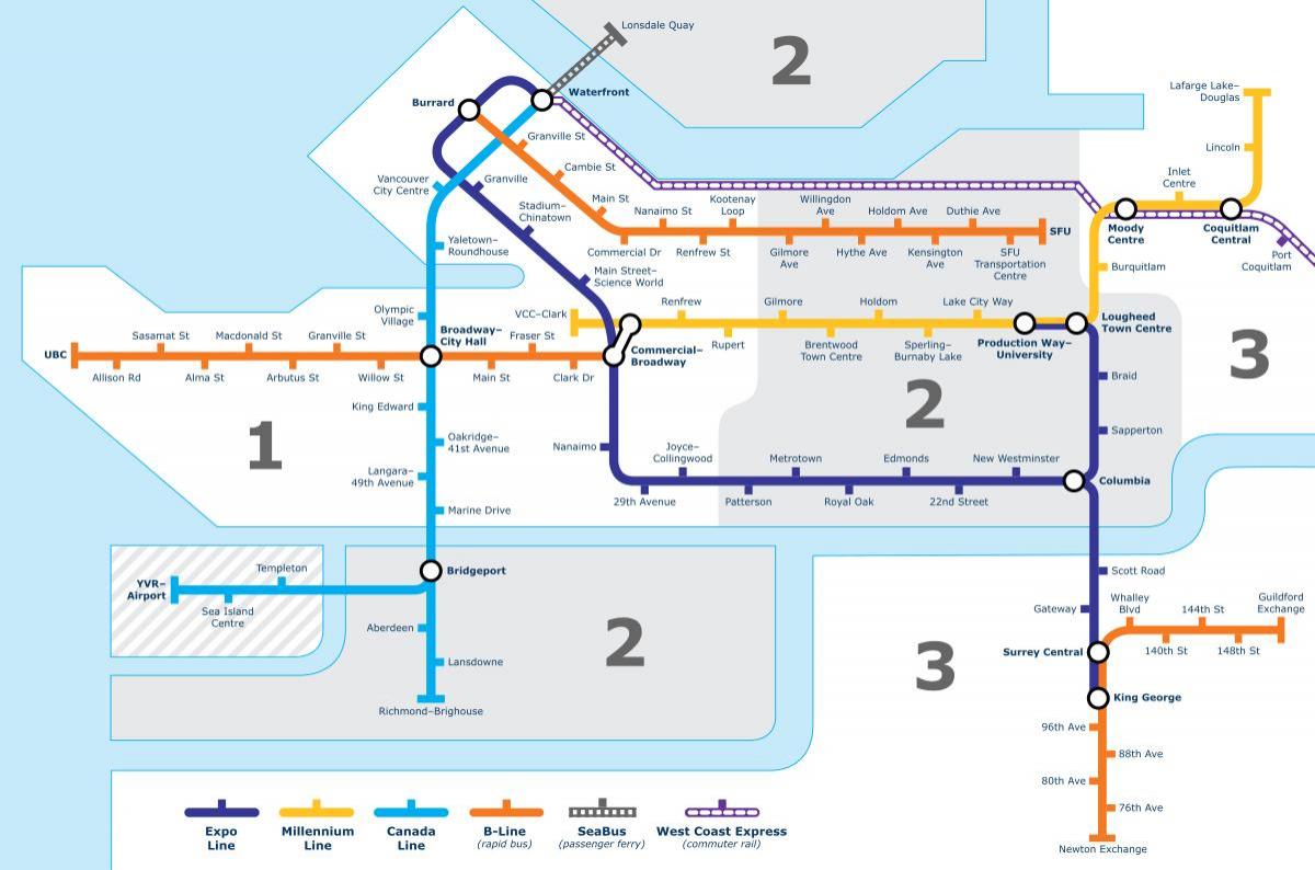 vancouver, bc transport públic mapa