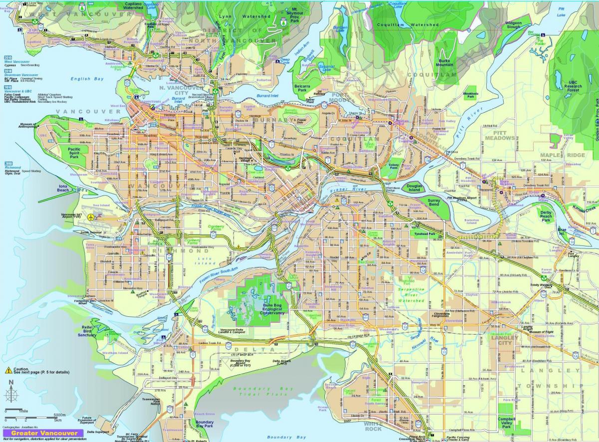 mapa de la ciutat de vancouver, bc canadà