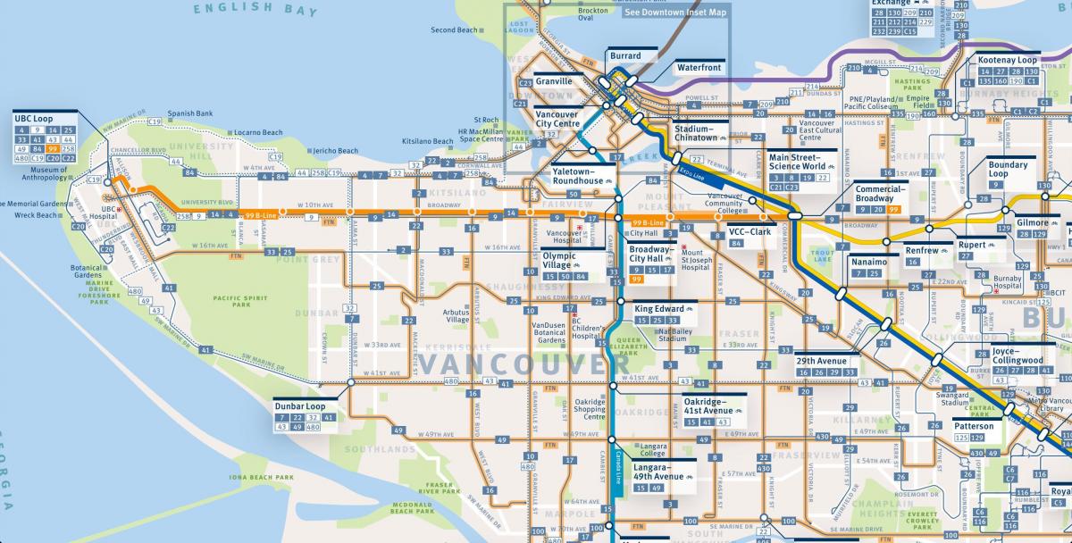 Mapa de vancouver línies d'autobús