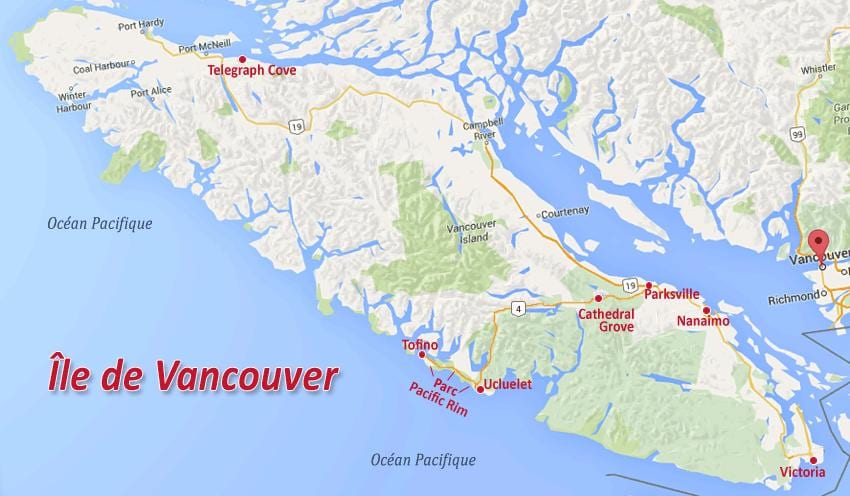 Mapa de la illa de vancouver or reclamació 