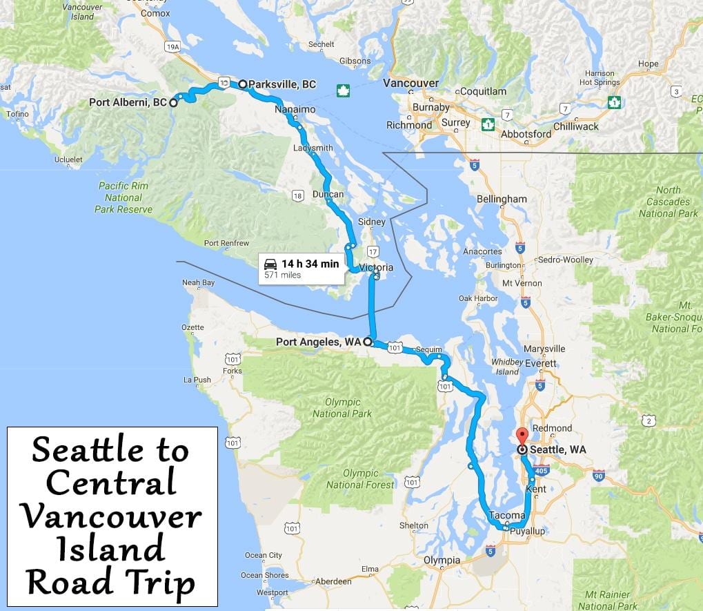 vancouver illa mapa de conducció distàncies
