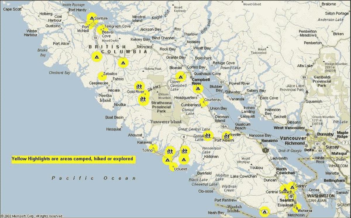 mapa de carreteres de la illa de vancouver ac