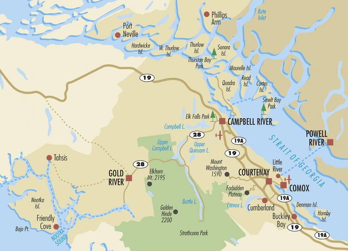 campbell river mapa de la illa de vancouver
