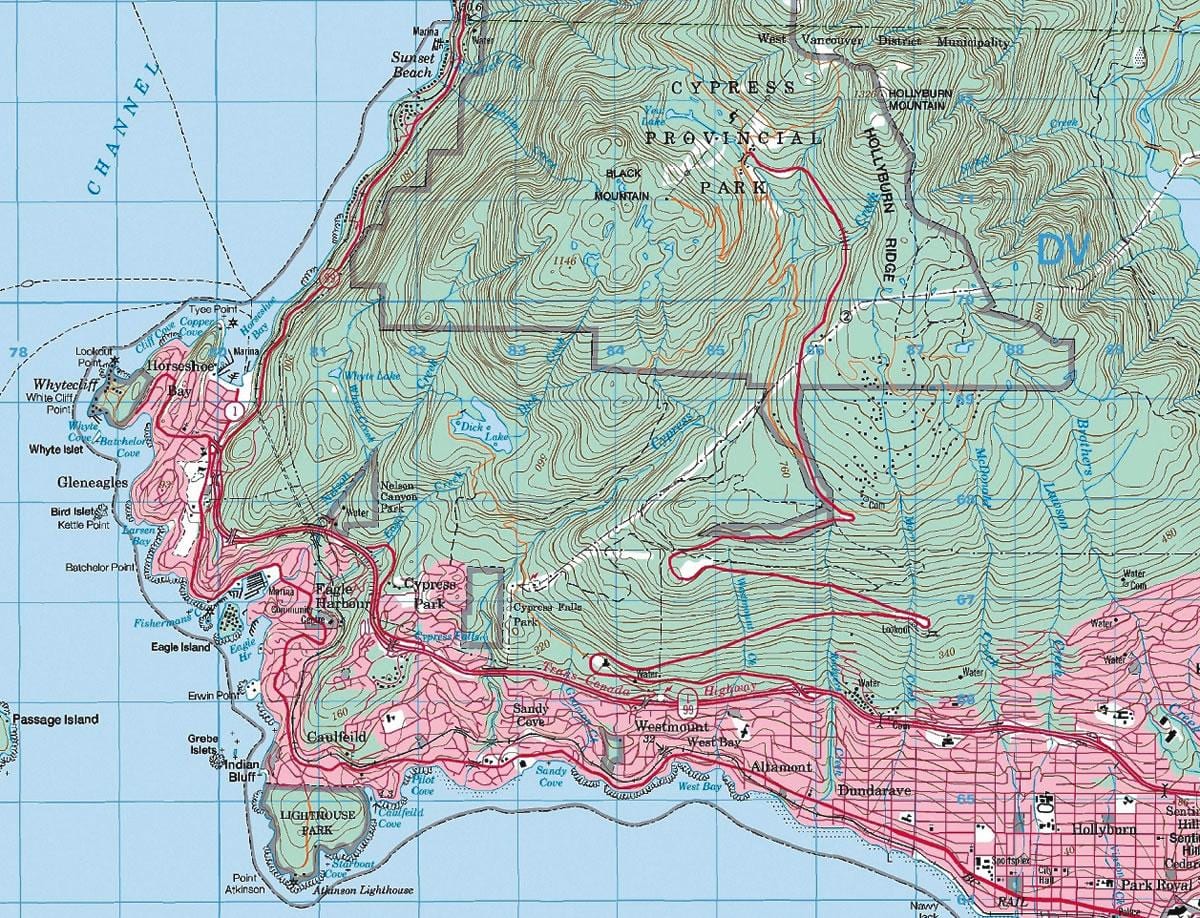 Mapa de vancouver topogràfic