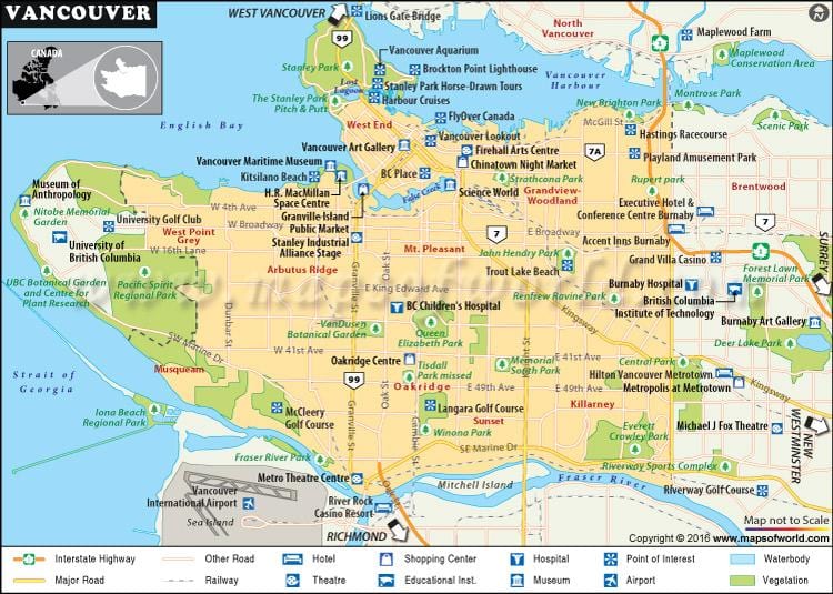 Mapa de vancouver punts d'interès