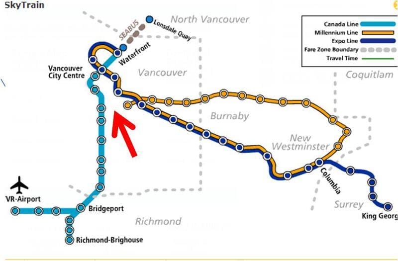 Mapa de vancouver tramvia superposició
