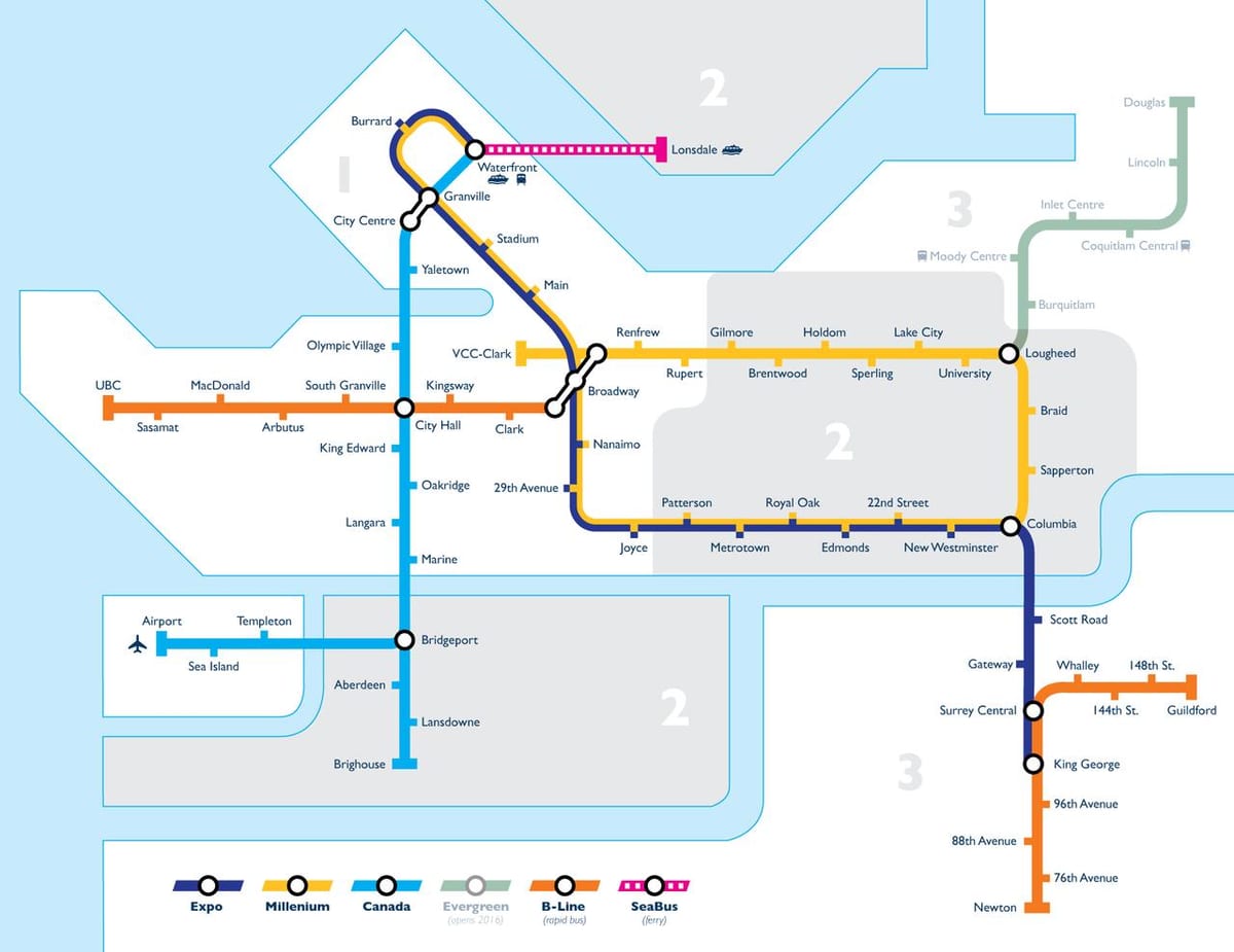Mapa de vancouver zona de trànsit