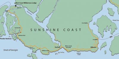 La costa oest de vancouver illa mapa