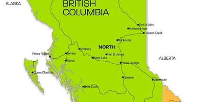 Mapa de la colúmbia britànica regions