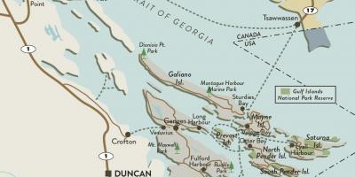 Mapa de la illa de vancouver i golf illes