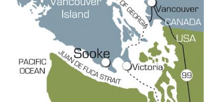 Mapa de sooke illa de vancouver