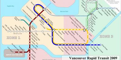 Vancouver tramvia zona mapa