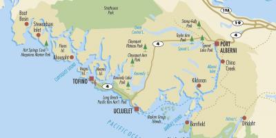 Mapa de ucluelet illa de vancouver