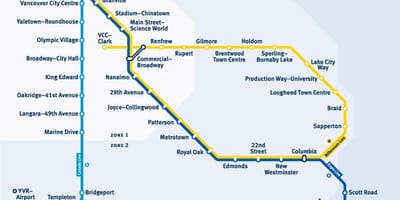 Mapa de vancouver, bc estació de tren