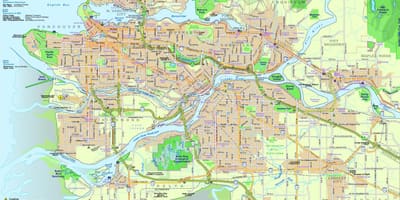 Mapa de la ciutat de vancouver, bc canadà
