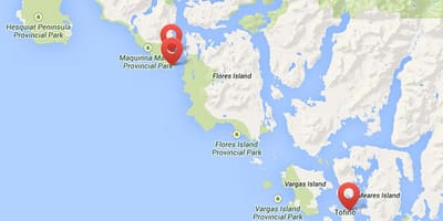 Mapa de la illa de vancouver aigües termals