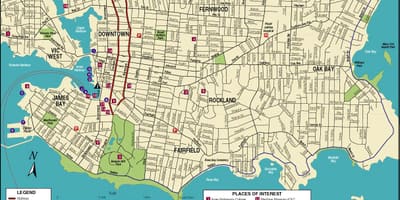 Mapa de la illa de vancouver atraccions turístiques