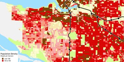 Mapa de la illa de vancouver densitat de població